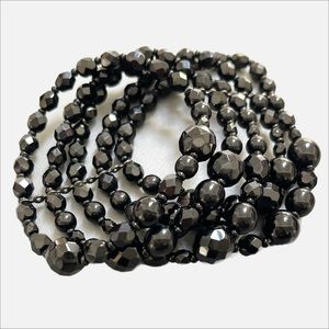Black Beaded Cuff Bracelet
